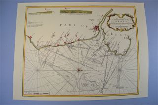 Vintage Marine Chart Sheet Map Of The Downs Goodwin Sands