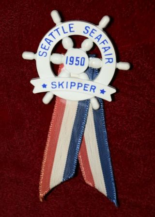 1950 Seattle Seafair Skipper Pin - - Rare 1st Festival Pinback