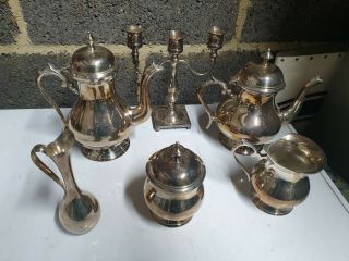 Vintage Silver Plated Epns Tea & Coffee Service 6 Piece Candlestick Bud Vase 99p