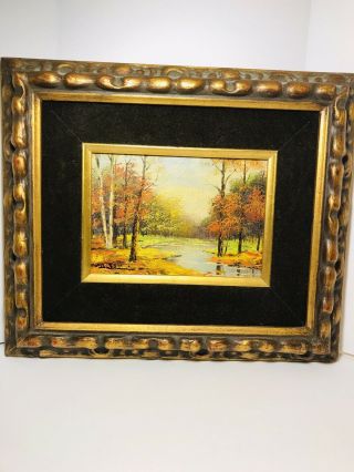 Vintage Framed Oil Painting Canvas 11 " X 13 " Fall Scene Frame