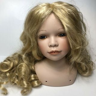 Vtg Doll Head Extra Large 8” Blonde Wig Porcelain Parts For 24 - 28” Swivel Dolls