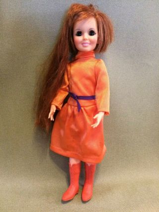 Vintage 1968 Ideal Corp 18 " Crissy Doll Dress Red Hair Sleep Eyes Tall Boots