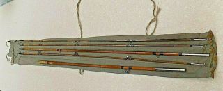 Vintage Kiraku & Co Grampus Bamboo Fly / Casting Rod With Rod Sock