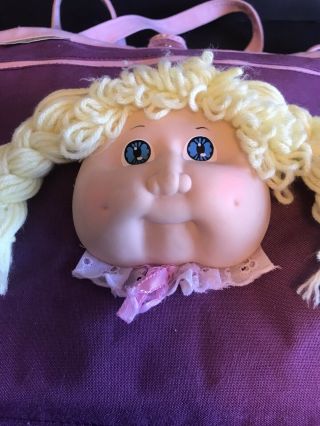 Vintage Cabbage Patch Doll Head Bag Tote Purple 1983 Toy