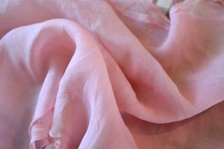 Luxurious Antique Soft Pink Silk Chiffon Remnants For Doll Clothes Semi Sheer