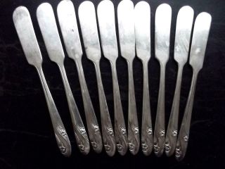 Set 10 Holmes & Edwards Silverplate Romance Individual Butter Knives Spreader