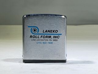 Vintage Zippo Tape Measure Laneko Roll Form Inc.  Rare