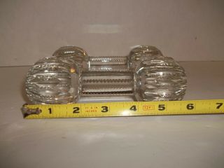 2 Antique Abp Cut Crystal Glass Star Lapidary Dumbbell Master Knife Rests 5.  75 "