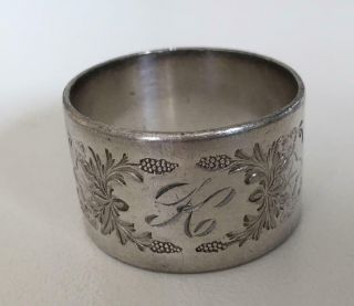 Heavy Victorian Silver Napkin Ring Engraved With The Initial " K "