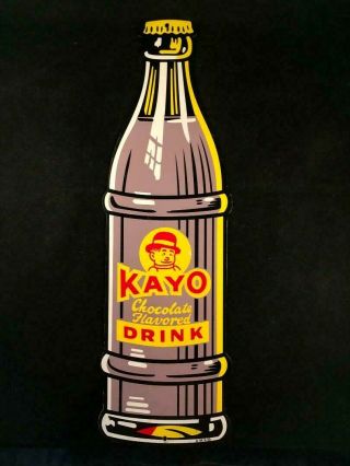Vintage Kayo Chocolate Drink Metal Sign 20 Inch Rare Old Advertising 1950s