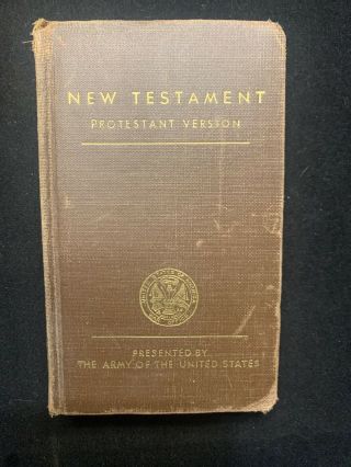 Antique 1942 Wwii Ww2 Us Army Bible Testament Protestant Brown Pocket Size