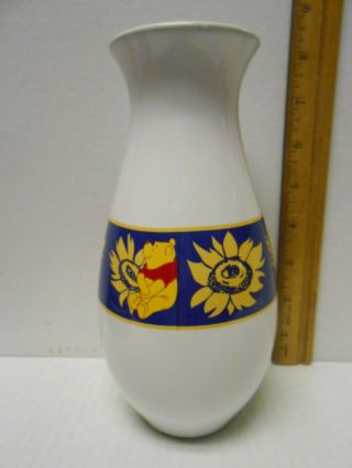 Rare Disney Winnie The Pooh Ceramic Flower Vase Floral Portugal 8 " Tall
