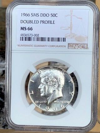 1966 Kennedy Double Die Obv - Doubled Profile Ngc Sms 66 Rare