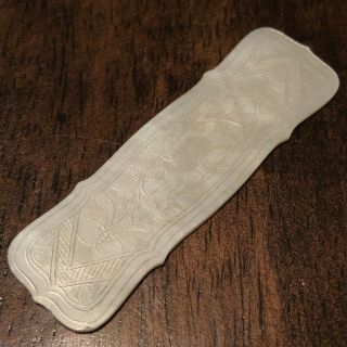 Rare 1700’s Chinese Mother Of Pearl Hand Carved Gaming Chip Coin Trade Token 1 2