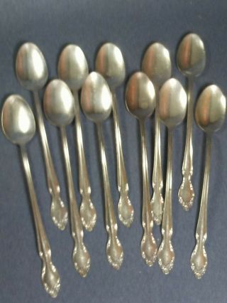 Lady Densmore Basque Rose Wm Rogers Silverplate Set Of 8 Iced Tea Spoons