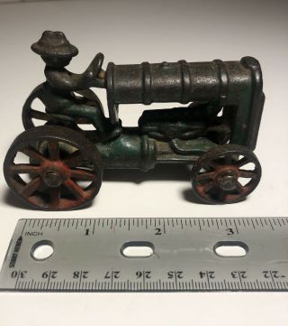 Antique Cast Iron Green & Red Fordson Farm Tractor Toy