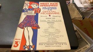 West Ham Hammers V Cross Rangers - - - Speedway Programme - - 29th May 1934 - Rare