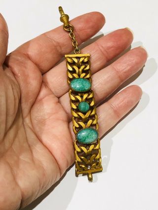 Antique Victorian Gilt Metal Peking Glass Watch Chain