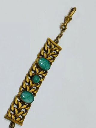 Antique Victorian Gilt Metal Peking Glass Watch Chain 2