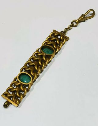 Antique Victorian Gilt Metal Peking Glass Watch Chain 3
