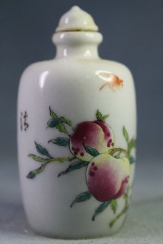 Ancient Decorative China Exquisite Porcelain Painting Peach Royal Snuff Bottles