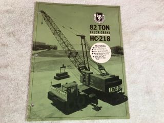 Rare 1960 Link Belt Hc - 218 82 Ton Truck Crane Dealer Sales Brochure 7 Page