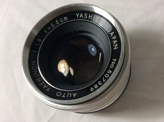Rare M42 YASHICA Auto YASHINON 5.  5cm 55mm f1.  8 MF Camera prime lens 3