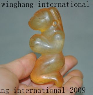 Old Chinese Hongshan Culture Natural Crystal Carved Lucky Goddess Amulet Pendant