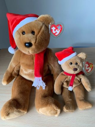 Ty Beanie Baby 1997 Holiday Teddy Bear Rare With Errors And Ty Buddy Plush Toys
