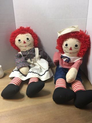Raggedy Ann And Andy Dolls Vintage Handmade 24 "