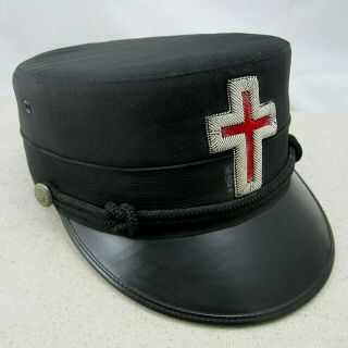 Antique Freemason Knights Templar Kepi Hat Cap Size 6 & 7/8 Lilley Company Mason