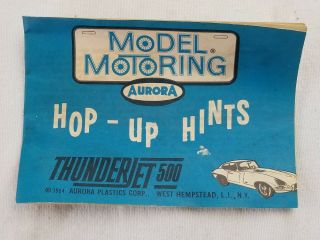 1964 Aurora Model Motoring Thunderjet 500 Hop - Up Hints Booklet Rare