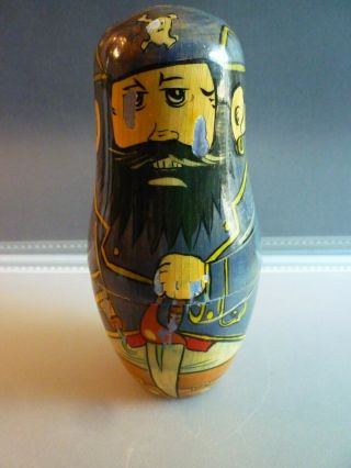 Vintage Russian Pirate Nesting Stacking Hand Painted Dolls 3 Piece