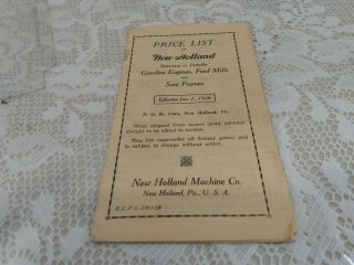 Rare Vintage 1928 Holland Machinery Price List Booklet Farm Machinery