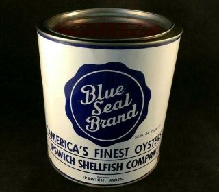 Vintage Blue Seal Brand Oyster Tin Rare Old Advertising Can