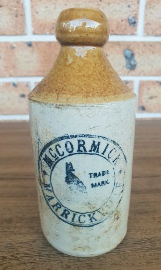 Rare Mccormick Marrickviille Antique Ginger Beer Bottle With Kangaroo