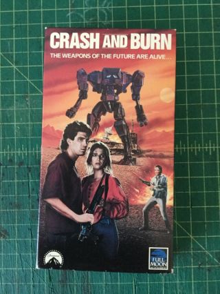 Crash And Burn Vhs Rare Oop Htf Full Moon Horror Sci - Fi Slipcase Not Big Box