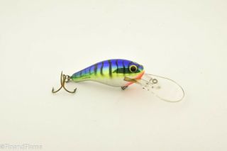 Bagley Diving Killr B2 Dkb2 F79s Blue Chartreuse On Silver Antique Fishing Lure