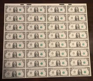 Rare Vintage 1981 32 One Dollar Bills $1 Uncut Sheet E Series