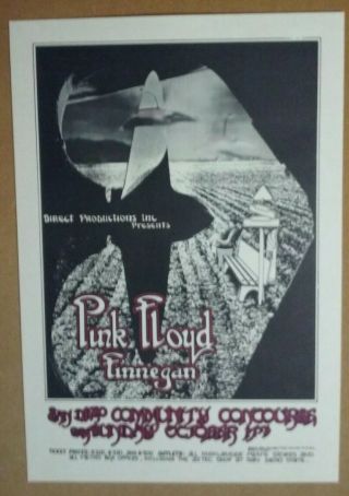 Rare 1971 Pink Floyd 1st Print Poster Family Finnegan Dark Side Randy Tuten Wall