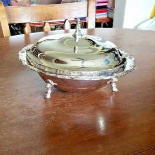 International Silver Company Footed Serving Dish With Lid And Glass Casserole