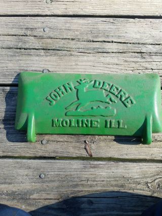 Antique Cast Iron John Deere Moline Ill 4 Leg Deer Tool Box Cover Lid Z412 - H