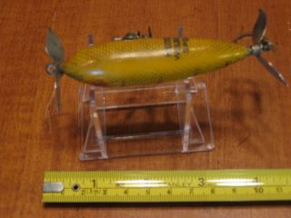 VINTAGE HEDDON WOUNDED SPOOK PROPELLER FISHING LURE PERCH GOLD EYE 2