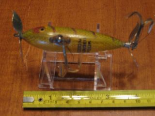 VINTAGE HEDDON WOUNDED SPOOK PROPELLER FISHING LURE PERCH GOLD EYE 3