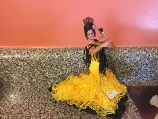 Marin Chiclana Vintage Flamenco Doll In Yellow Costume - With Tag