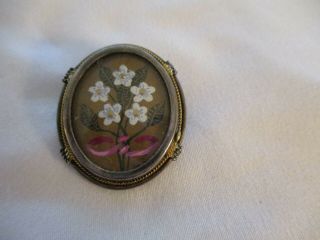 800 Silver Antique Hand Painted Picture Pin Or Pendant Very Pretty