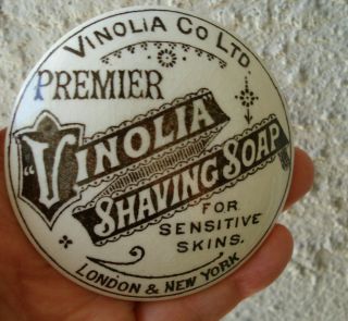 Antique,  (ca 1900) Sepia Print York & London,  Vinolia Shaving Cream Pot Lid