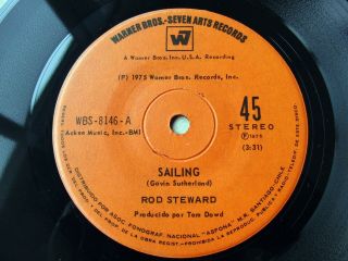 Rod Stewart 45 Sailing Rare Chile 7 " 1975 All In The Name Of Rock 