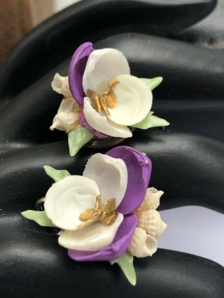 Vintage Rare Lucite Multi Color Flower Earrings
