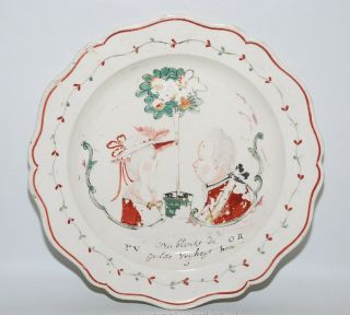 A Rare 18th Century Leeds Creamware Plate Dutch Decorated.
